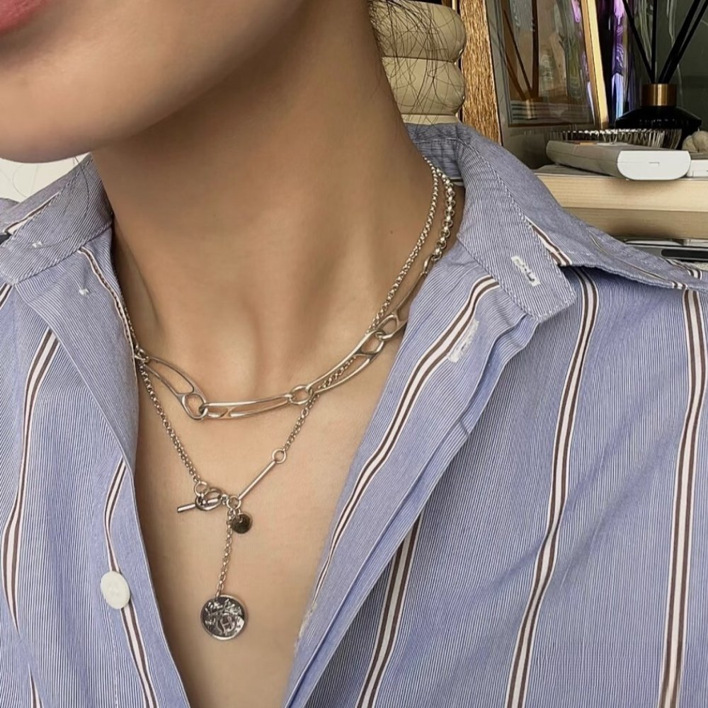 H**me5 Chaine Dancre Punk Necklace Silver H121205B 00Sh
