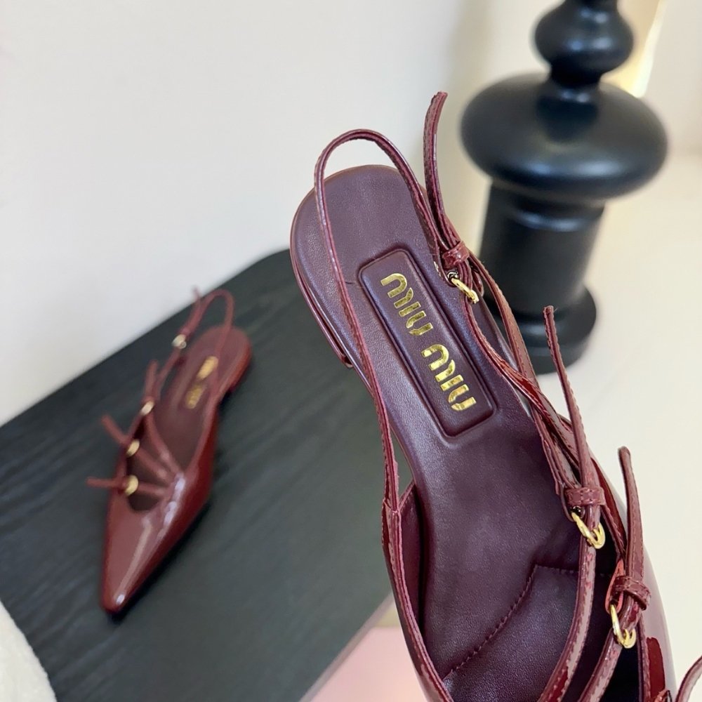 M1um1u Leather Slingback Ballerinas With Buckles Red 5F476E 069 F0D27 F 010