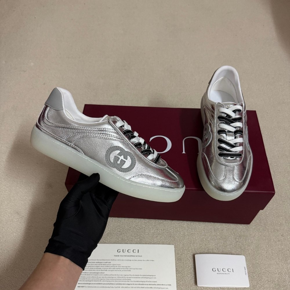 Gvc*1 Women G75 Sneaker Silver Textured Leather 857910 AAFL8 8151