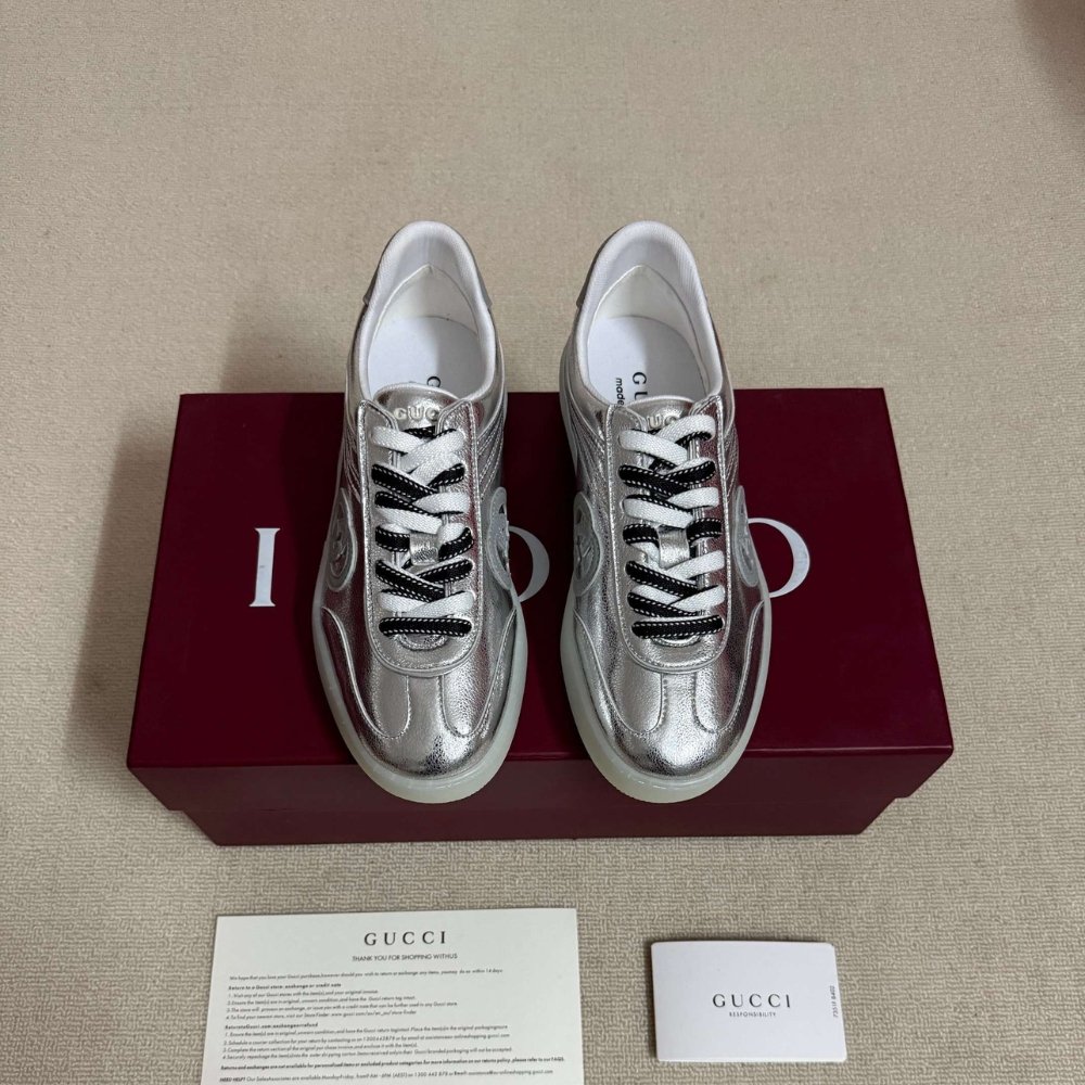 Gvc*1 Women G75 Sneaker Silver Textured Leather 857910 AAFL8 8151