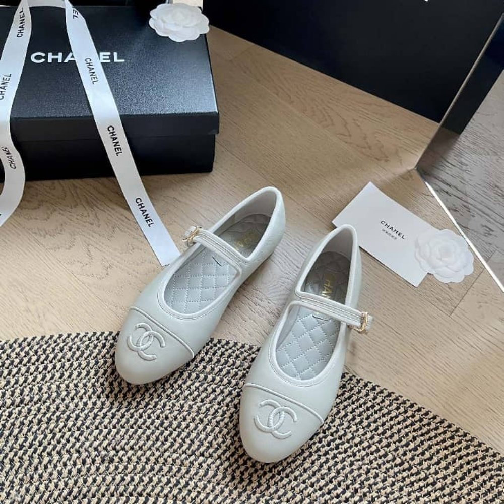 Ch**el Mary Jane Ballet Flat Pure Light Blue