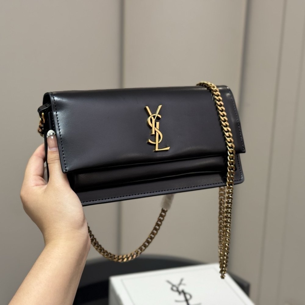 Sa1nt Lau*nt Sunset Clutch Black Leather 22Cm 8109970SX0W 1000