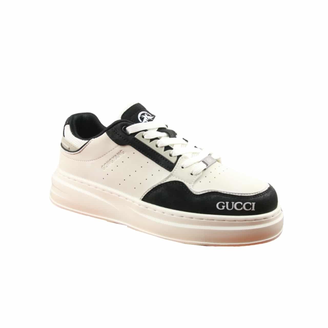 Gvc*1 Gg Sneaker Leather In White And Black