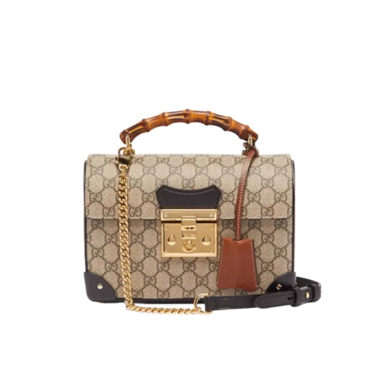 Gvc*1 Padlock Bamboo Handle Gg Svp*me Handbag 25Cm