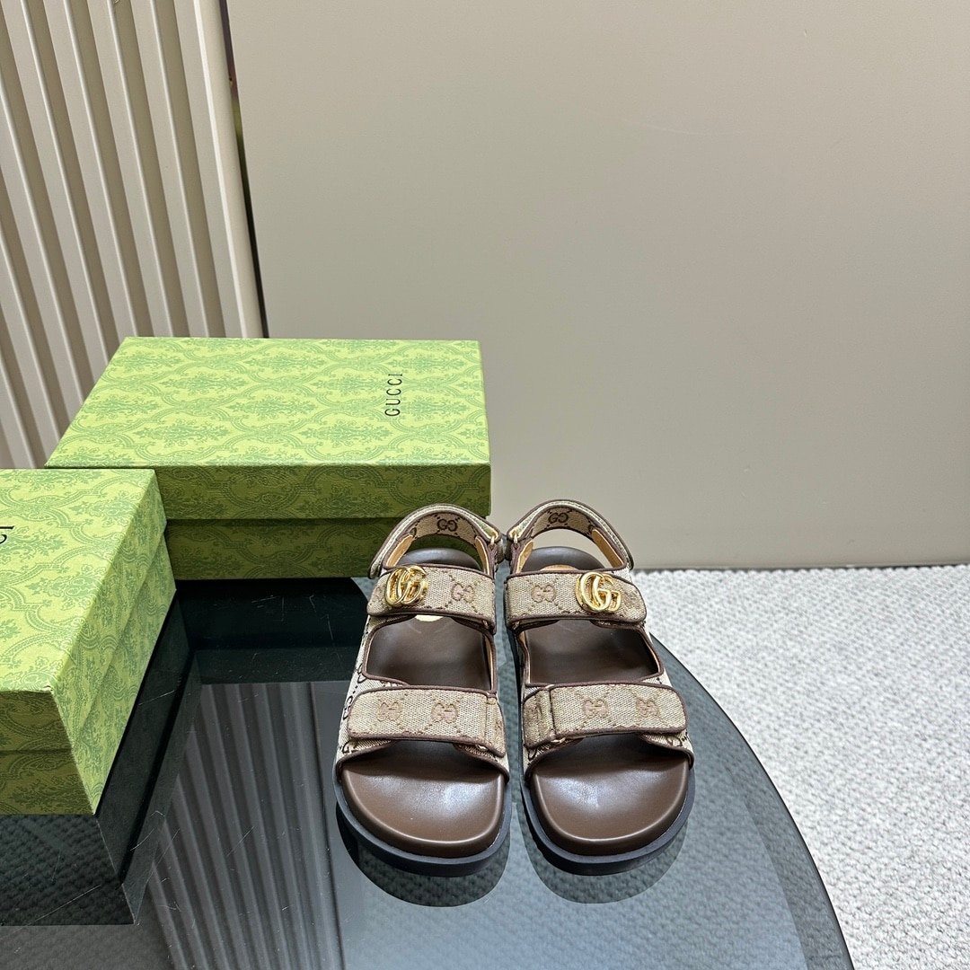 Gvc*1 Double G Sandal Beige And Ebony 771575 G1730 9755