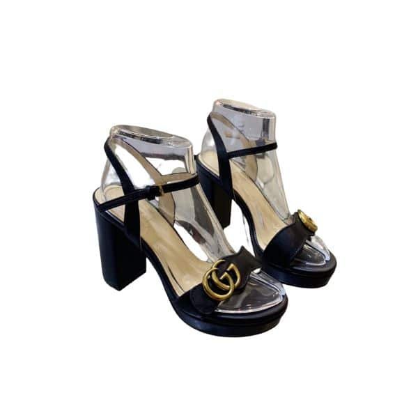 Gvc*1 Gg Leather Heeled Sandal Black