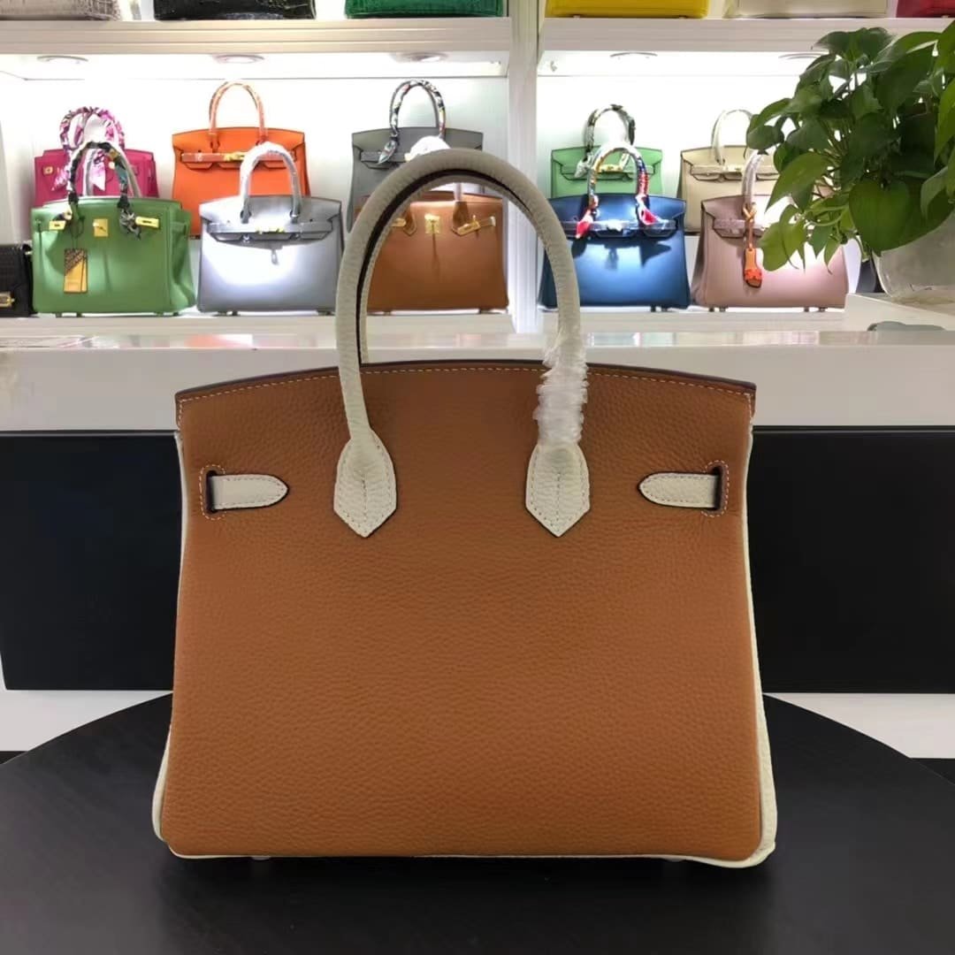 H**me5 Birkin 30 Togo Brushed Leather Gold Hardware Brown 30Cm