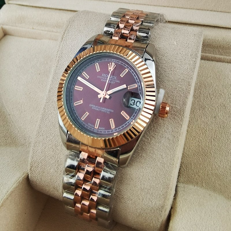 R01ex Oyster Perpetual Datejust Dial With Silver And Everose Gold Strap Chocolate 36Mm