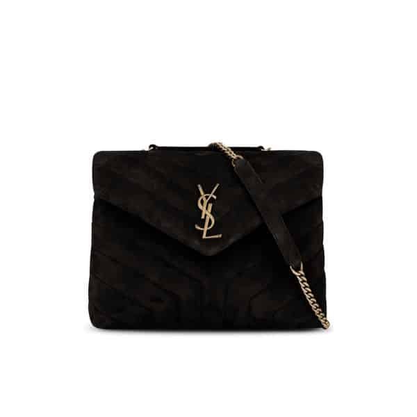 Sa1nt Lau*nt Loulou Small Flap Bag Suede Black 25Cm