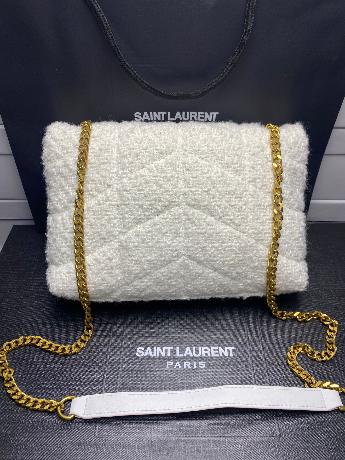 Sa1nt Lau*nt Small Loulou Boucle Bag White 23Cm