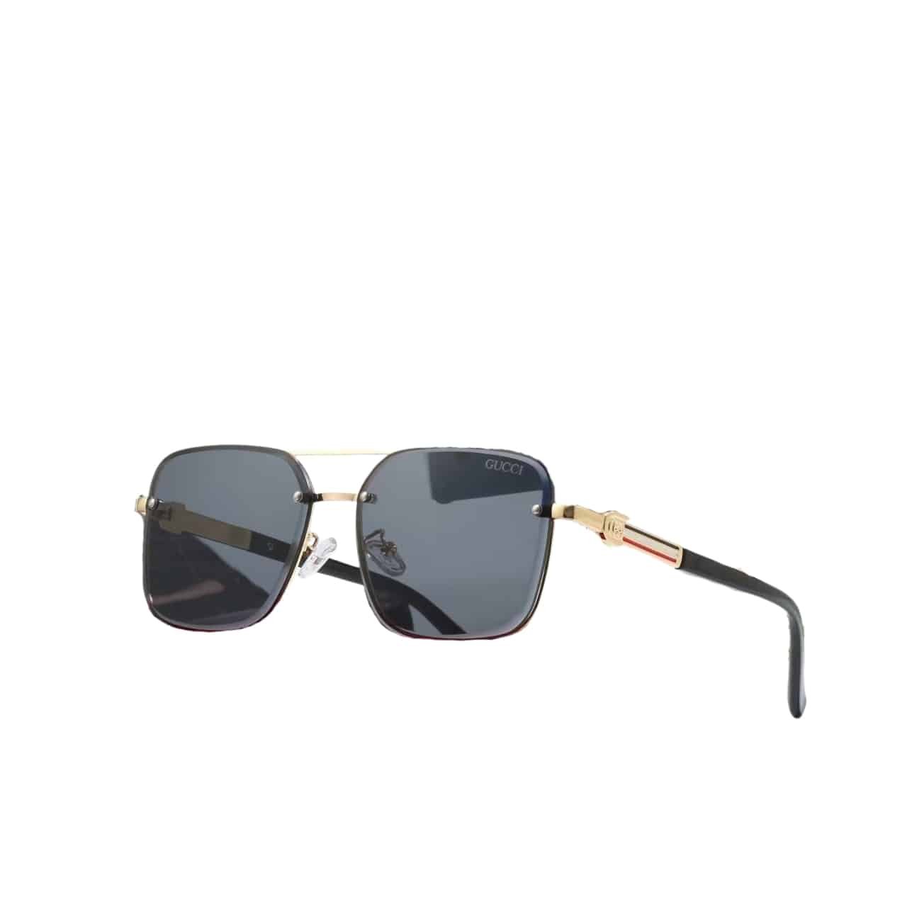 Gvc*1 Square Gradient Vintage Gold Metal Sunglasses Black