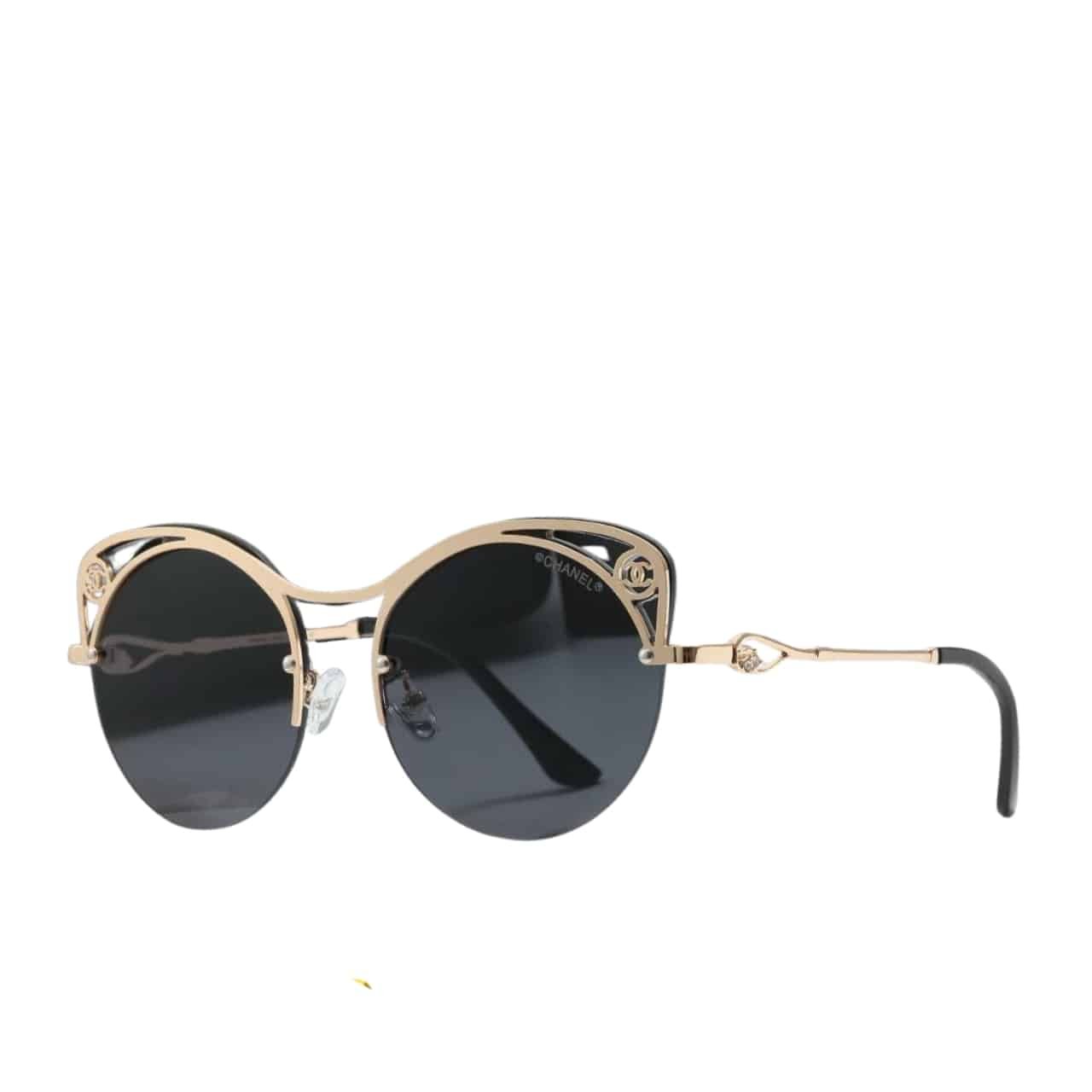 Ch**el Cutout Round Sunglasses Black