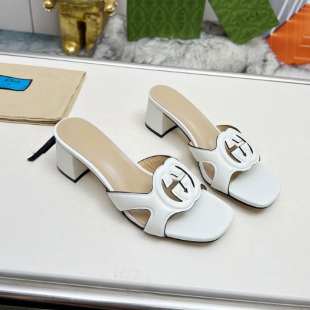 Gvc*1 Women’s Interlocking G Slide Sandal White ‎782413 Aaazg 9022
