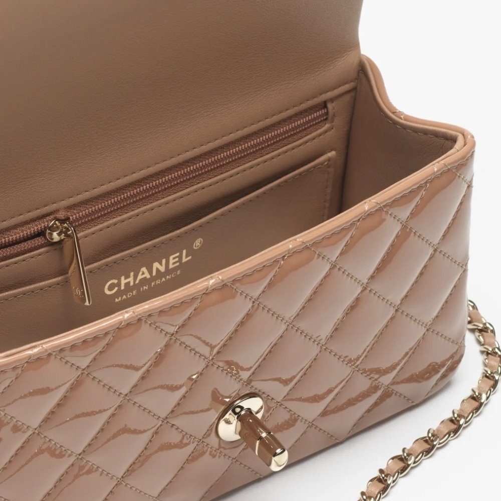 Ch**el Mini Classic Bag With Top Handle Dark Beige 20Cm AS2431 B18237 NZW53