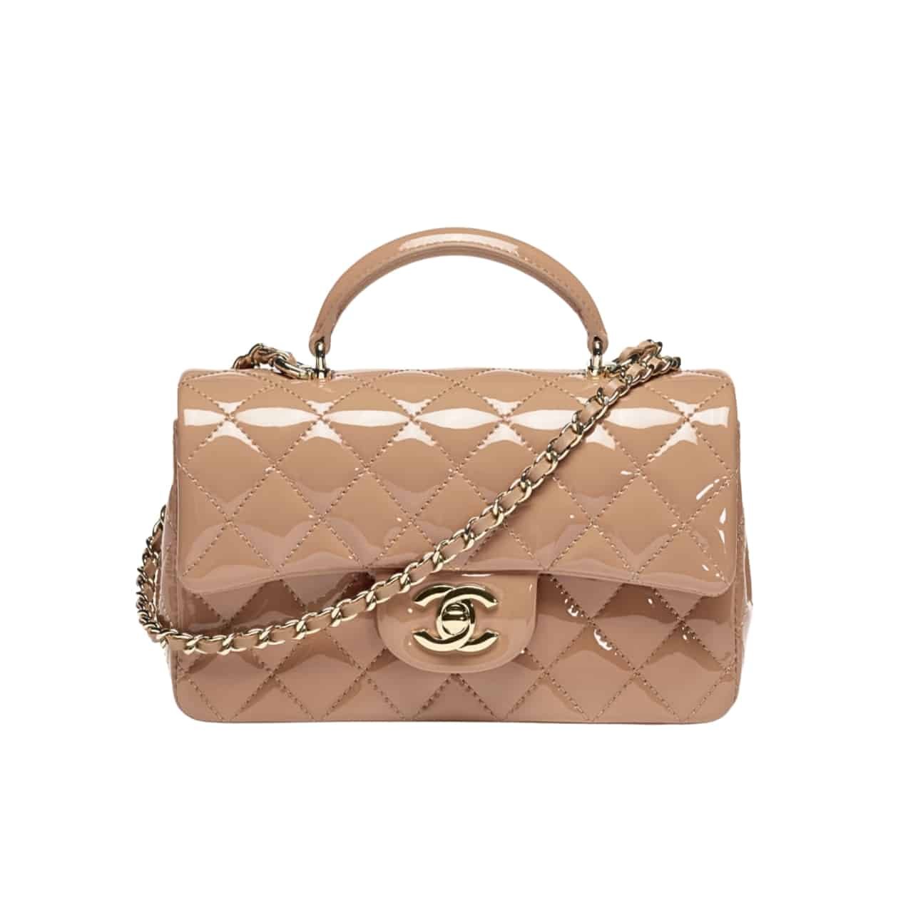 Ch**el Mini Classic Handbag With Top Handle Dark Beige 20Cm As2431 B18237 Nzw53