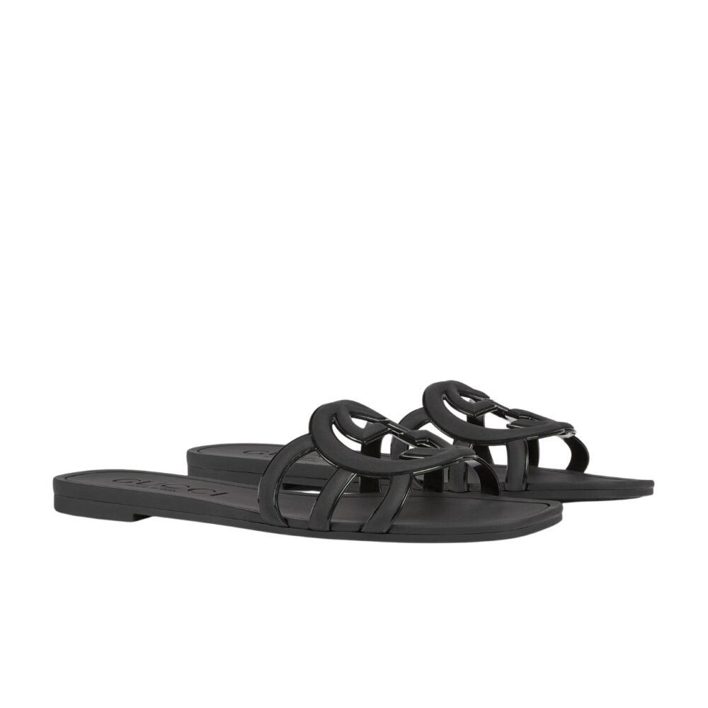Gvc*1 Women’S Interlocking G Slide Sandal Black 780307 J8700 1000