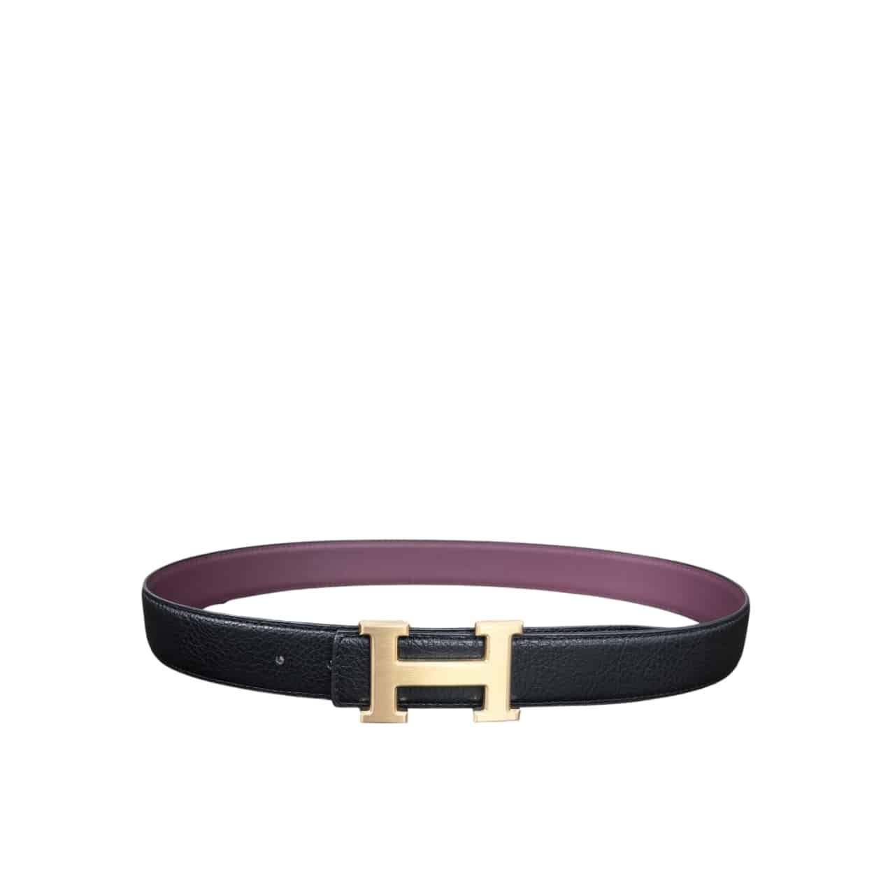 H**me5 H Reversible Leather Belt Black And Gold 25Mm