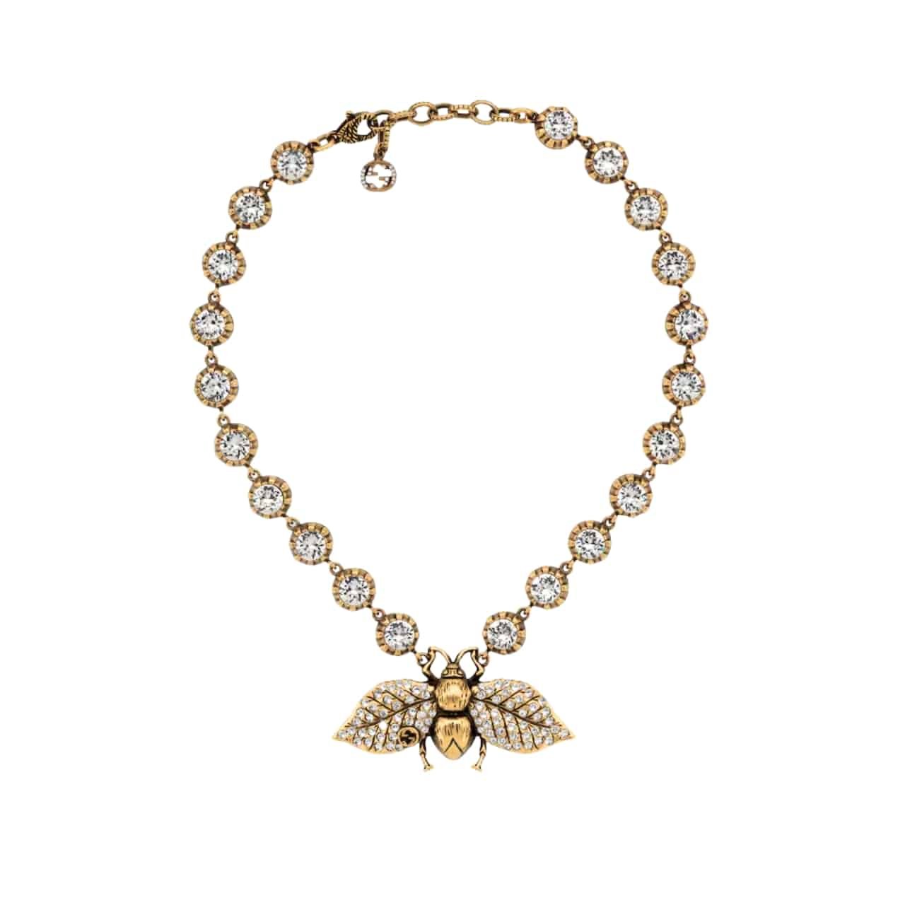 Gvc*1 Bee Necklace With Crystals In Gold 629989 J1D50 8062