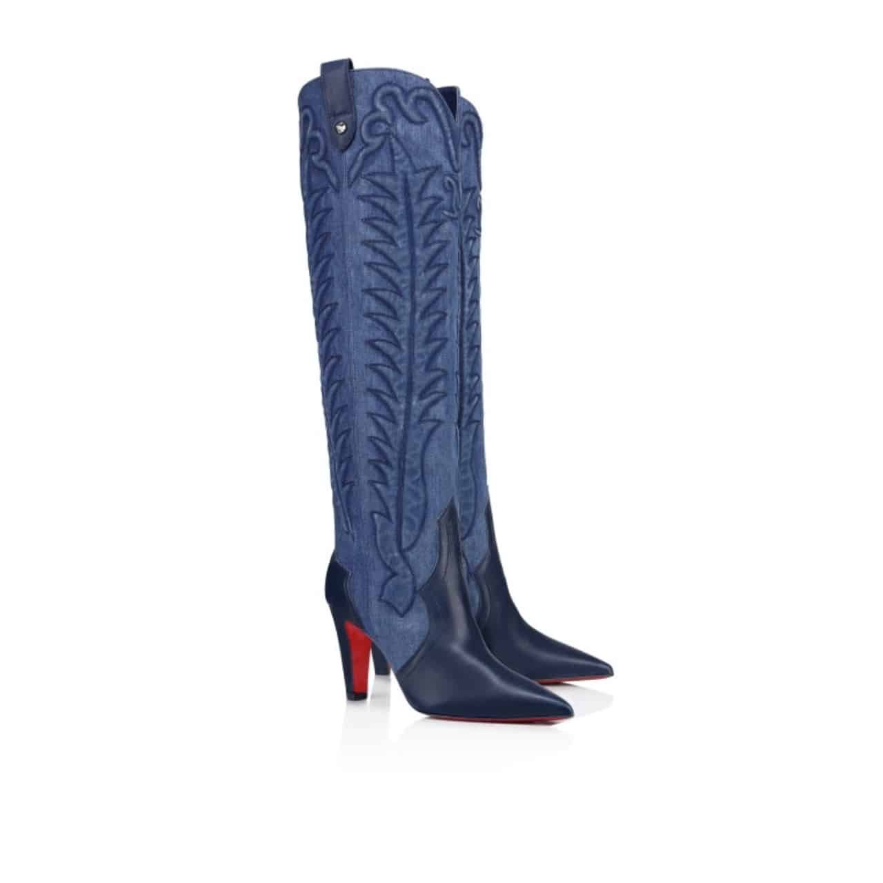 Chr1st1an Louboutin Santia Botta 85 Boots Denim Blue 32405166603