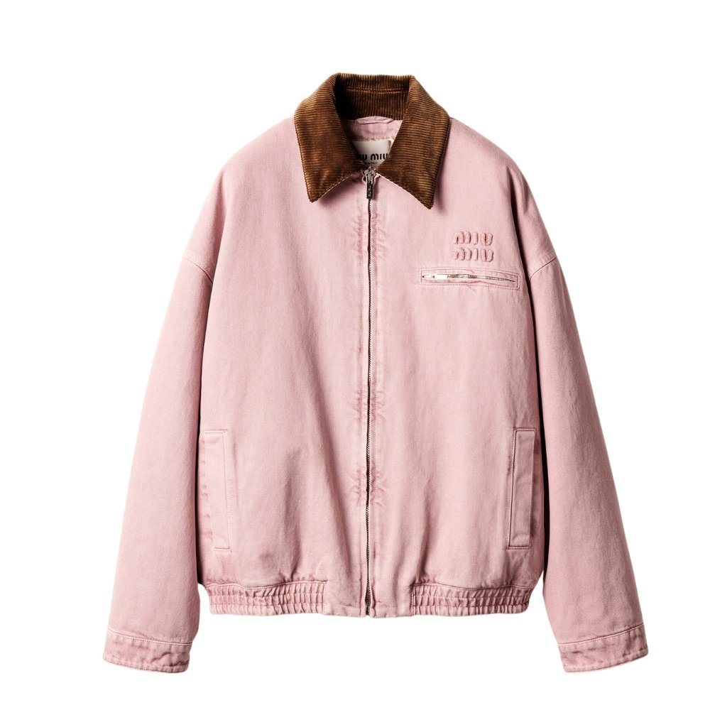 M1um1u Padded Denim Blouson Jacket Pink Gwb221 179Q F0028 S Ooo
