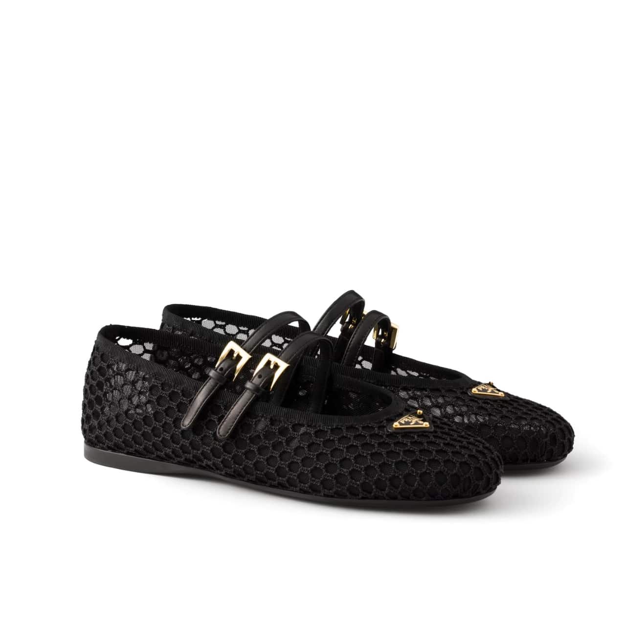 Pra*a Mesh Fabric Ballerinas Black 1F915N 099 F0002 F 005