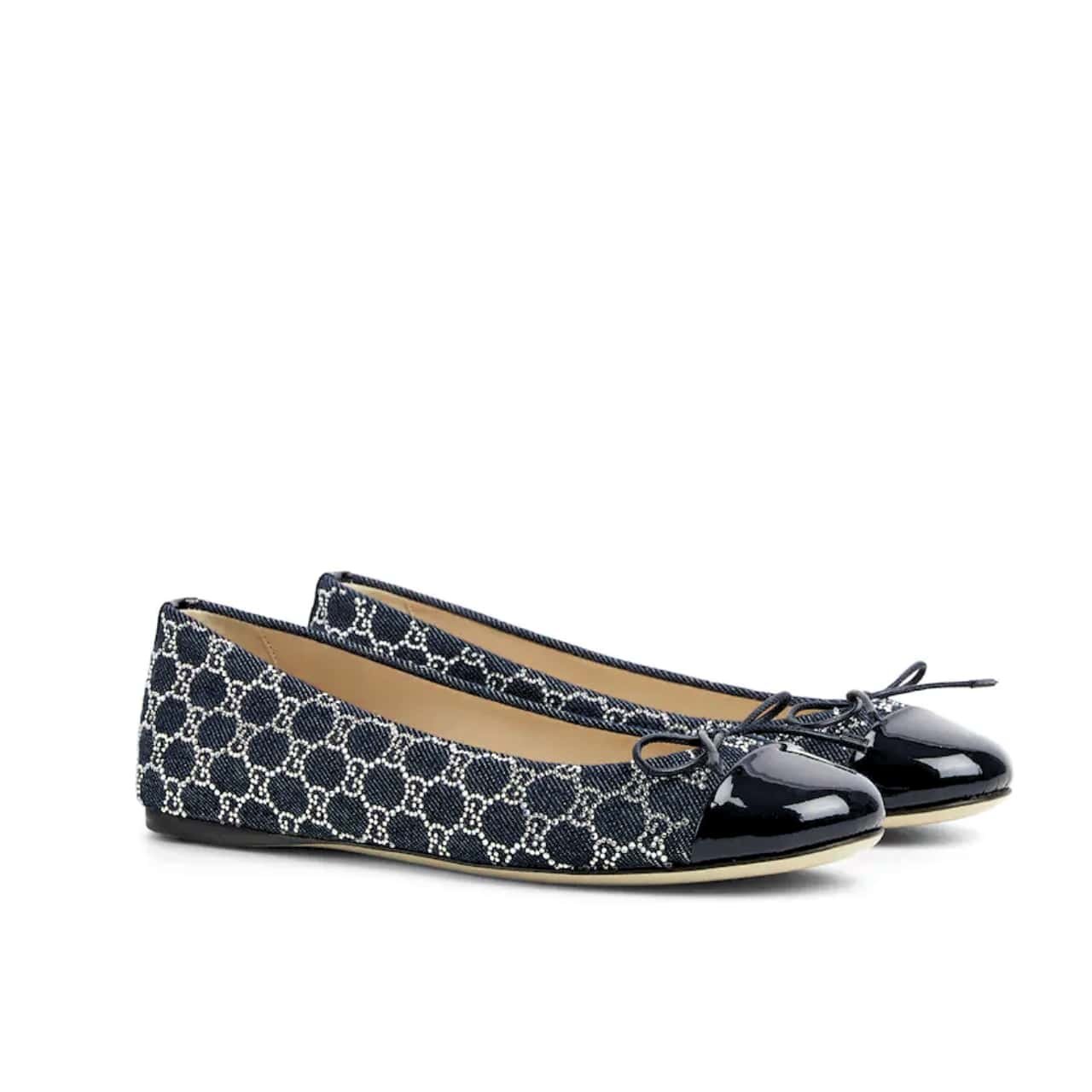 Gvc*1 Women Gg Crystal Ballet Flat Dark Blue 840754 Faeue 4052