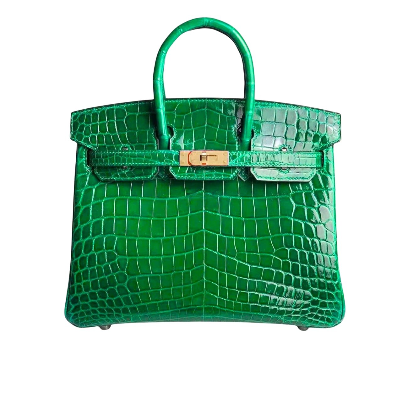 H**me5 Birkin 30 Crocodile Gold Toned Hardware Dark Green 30Cm