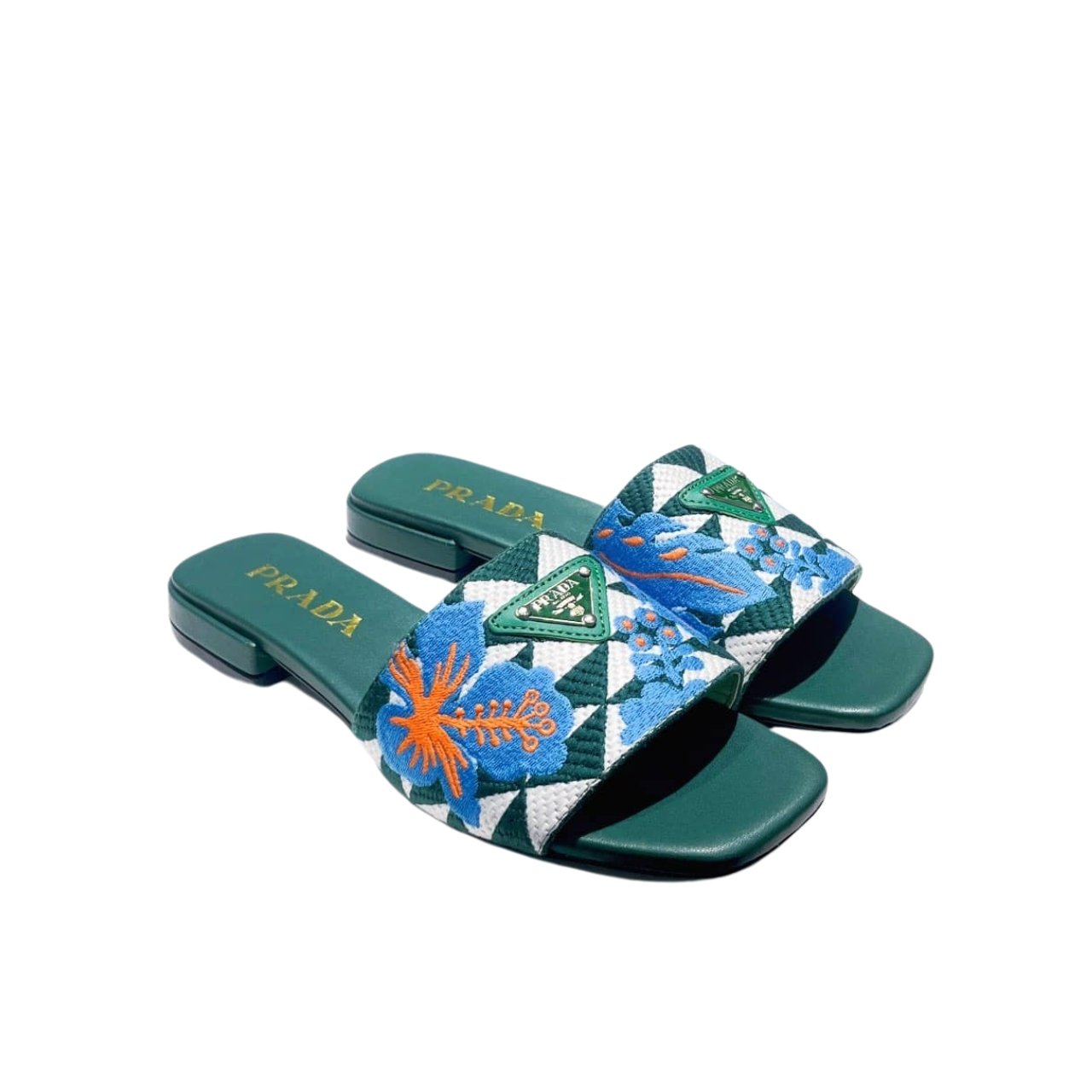 Pra*a Jacquard Logo Slides Green