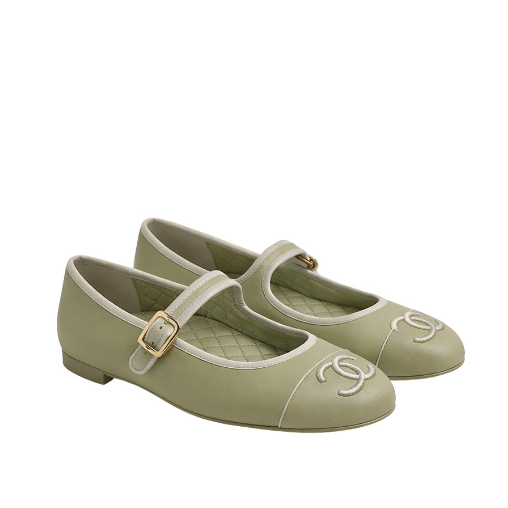 Ch**el Mary Jane Ballet Flat Dark Green