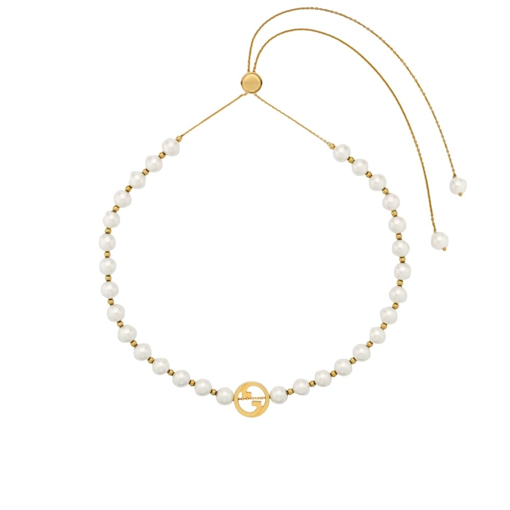 Gvc*1 Interlocking Pearl Necklace Gold 839031 JCF27 8062