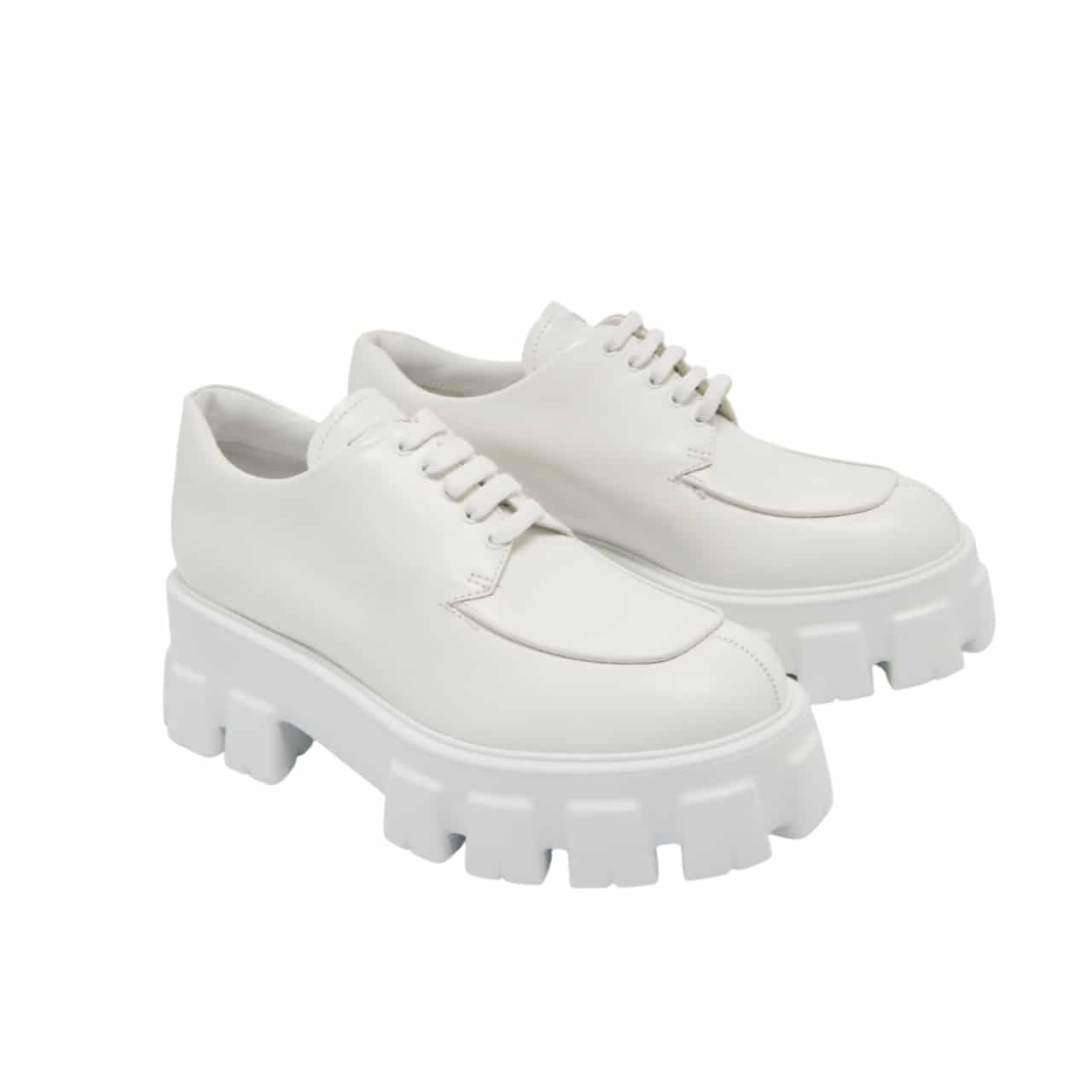 Pra*a Smooth Leather Oxford Loafers White