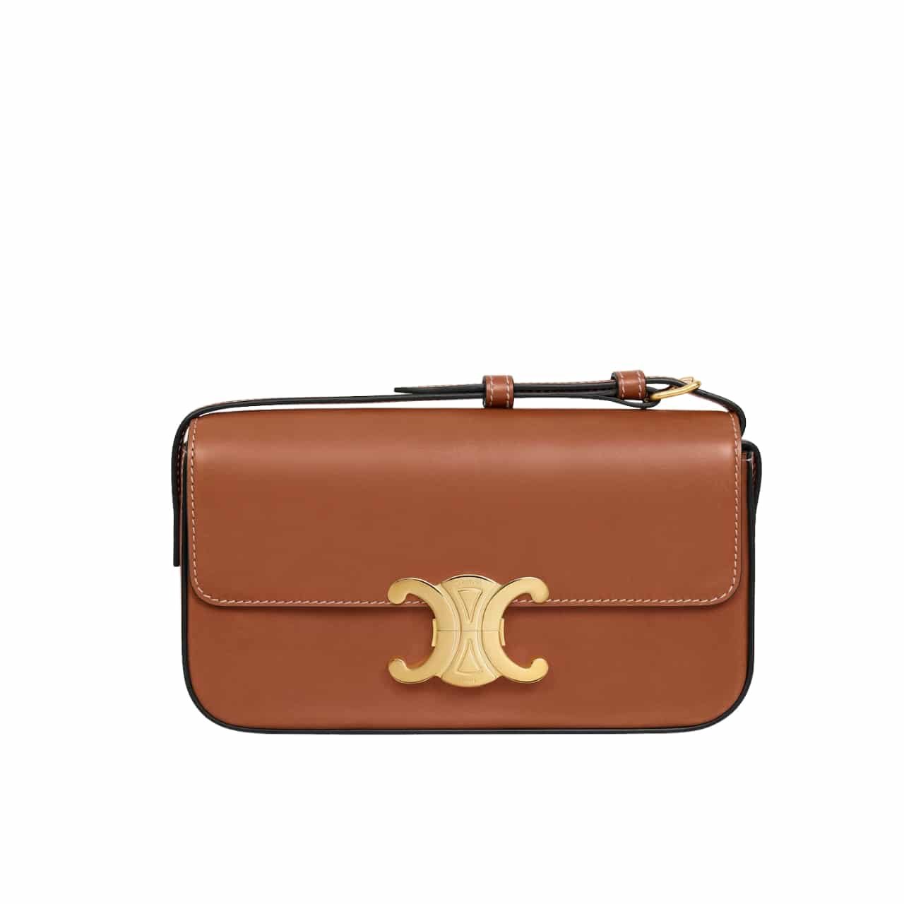 Ce1i*e Triomphe Shoulder Bag In Shiny Calfskin Brown 194143Bfn04Lu