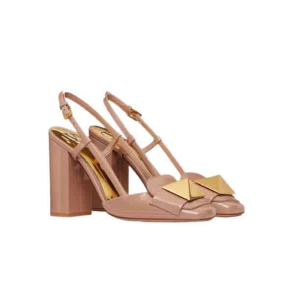Va1e*ntin0 Garavani One Stud Patent Leather Slingback Pump Rose Cannelle