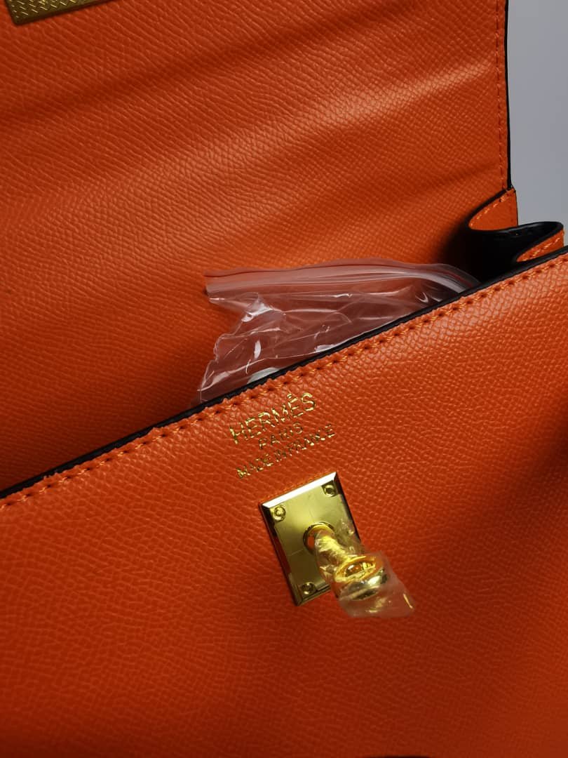 H**me5 Kelly Orange Sellier Rouge Epsom Gold Hardware 25Cm