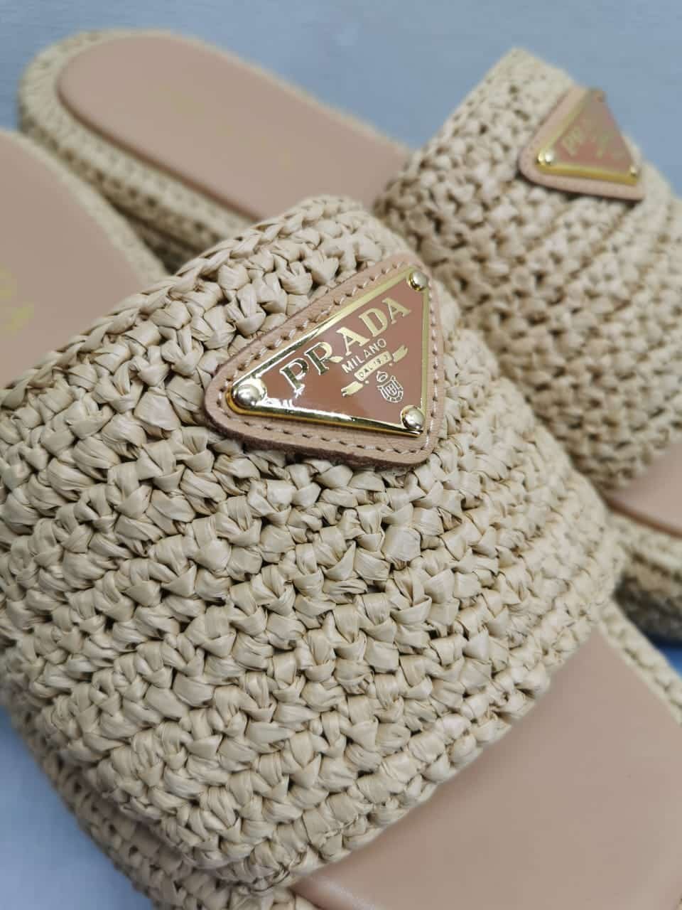 Pra*a Crochet Flatform Slides Natural 1Xz761 2C2T F0018 F 035