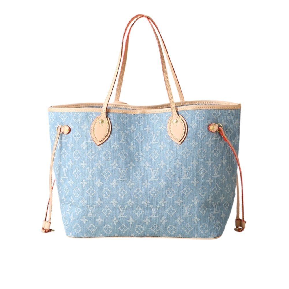 L0vis Vvtt0n Neverfull MM Bag Monogram Denim Blue 31Cm